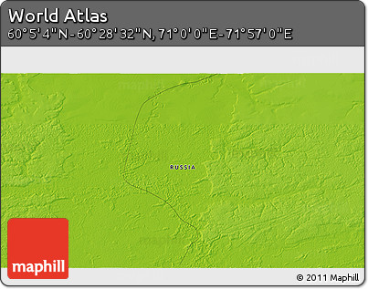Physical 3D Map of the Area around 60° 16' 48" N, 71° 28' 29" E