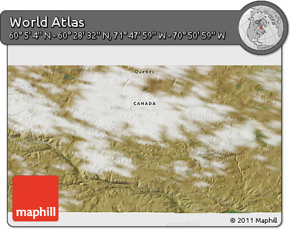 Satellite 3D Map of the Area around 60° 16' 48" N, 71° 19' 29" W