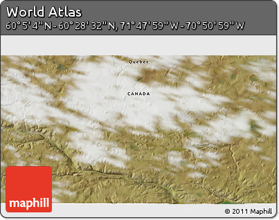 Satellite 3D Map of the Area around 60° 16' 48" N, 71° 19' 29" W