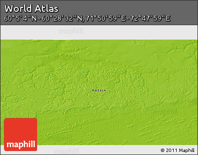 Physical 3D Map of the Area around 60° 16' 48" N, 72° 19' 29" E