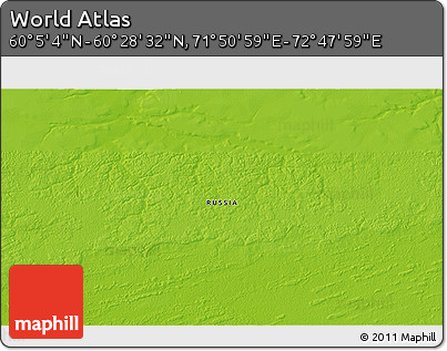 Physical 3D Map of the Area around 60° 16' 48" N, 72° 19' 29" E