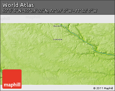 Physical 3D Map of the Area around 60° 16' 48" N, 72° 10' 30" W