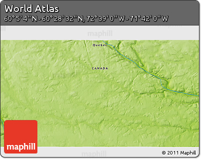 Physical 3D Map of the Area around 60° 16' 48" N, 72° 10' 30" W
