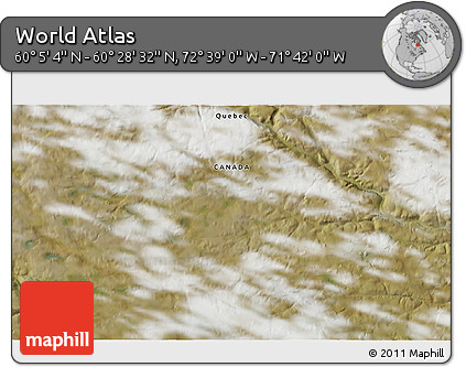 Satellite 3D Map of the Area around 60° 16' 48" N, 72° 10' 30" W