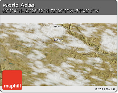 Satellite 3D Map of the Area around 60° 16' 48" N, 72° 10' 30" W