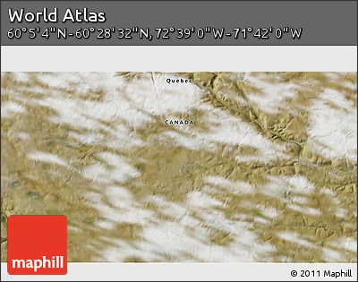 Satellite 3D Map of the Area around 60° 16' 48" N, 72° 10' 30" W