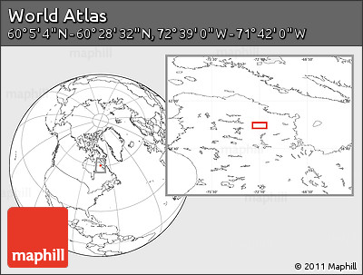 Blank Location Map of the Area around 60° 16' 48" N, 72° 10' 30" W