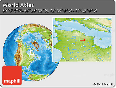 Physical Location Map of the Area around 60° 16' 48" N, 72° 10' 30" W