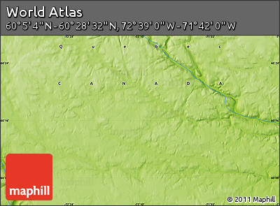 Physical Map of the Area around 60° 16' 48" N, 72° 10' 30" W