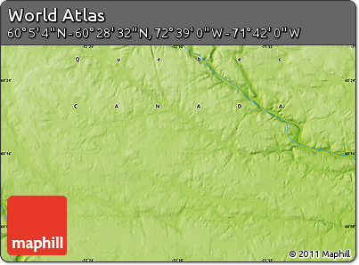 Physical Map of the Area around 60° 16' 48" N, 72° 10' 30" W