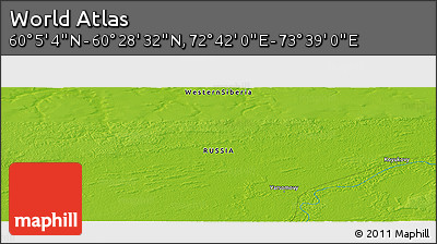 Physical Panoramic Map of the Area around 60° 16' 48" N, 73° 10' 30" E