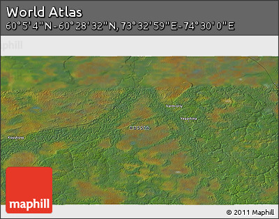 Satellite 3D Map of the Area around 60° 16' 48" N, 74° 1' 30" E