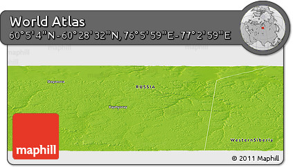 Physical Panoramic Map of the Area around 60° 16' 48" N, 76° 34' 29" E