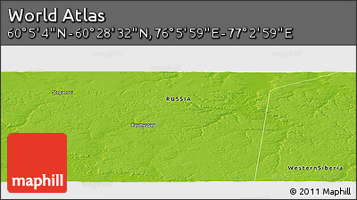 Physical Panoramic Map of the Area around 60° 16' 48" N, 76° 34' 29" E