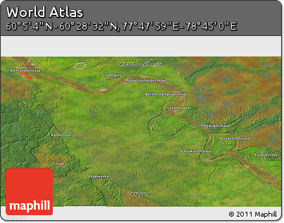 Satellite 3D Map of the Area around 60° 16' 48" N, 78° 16' 30" E
