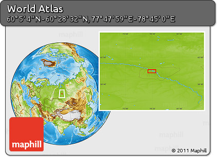Physical Location Map of the Area around 60° 16' 48" N, 78° 16' 30" E