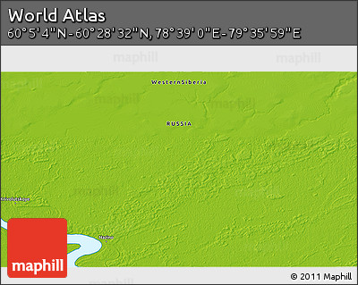 Physical 3D Map of the Area around 60° 16' 48" N, 79° 7' 30" E