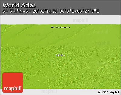 Physical 3D Map of the Area around 60° 16' 48" N, 79° 58' 29" E