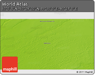 Physical 3D Map of the Area around 60° 16' 48" N, 79° 58' 29" E
