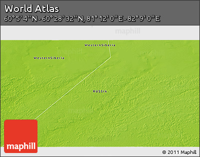 Physical 3D Map of the Area around 60° 16' 48" N, 81° 40' 30" E