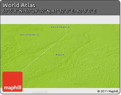 Physical 3D Map of the Area around 60° 16' 48" N, 81° 40' 30" E