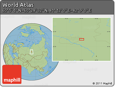 Savanna Style Location Map of the Area around 60° 16' 48" N, 81° 40' 30" E