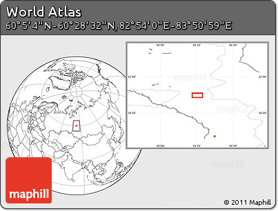 Blank Location Map of the Area around 60° 16' 48" N, 83° 22' 30" E