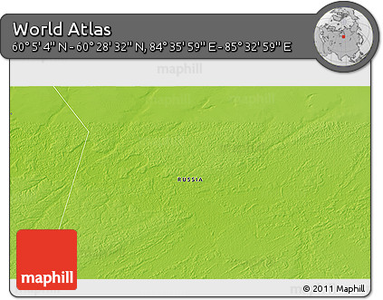 Physical 3D Map of the Area around 60° 16' 48" N, 85° 4' 29" E