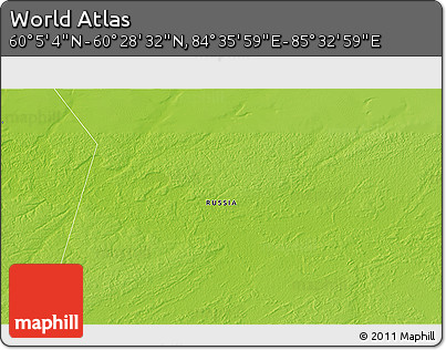Physical 3D Map of the Area around 60° 16' 48" N, 85° 4' 29" E
