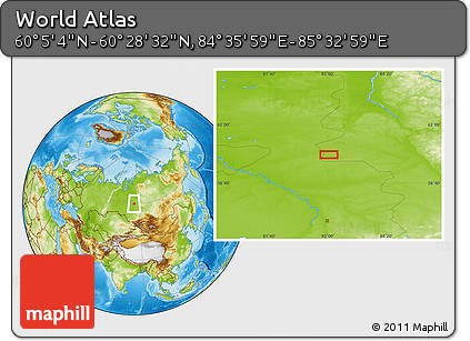 Physical Location Map of the Area around 60° 16' 48" N, 85° 4' 29" E