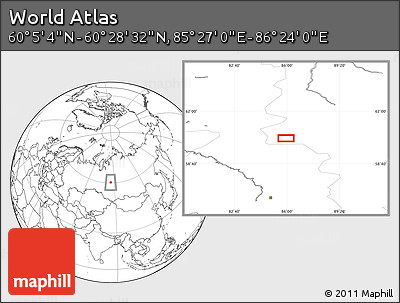 Blank Location Map of the Area around 60° 16' 48" N, 85° 55' 30" E