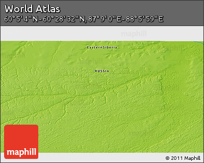 Physical 3D Map of the Area around 60° 16' 48" N, 87° 37' 30" E