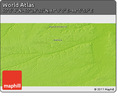 Physical 3D Map of the Area around 60° 16' 48" N, 87° 37' 30" E