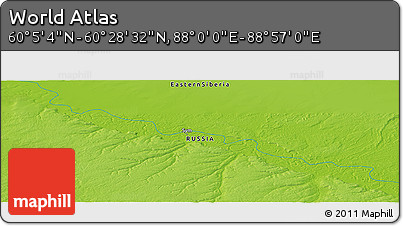 Physical Panoramic Map of the Area around 60° 16' 48" N, 88° 28' 29" E