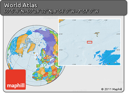 Political Location Map of the Area around 60° 16' 48" N, 8° 25' 30" W