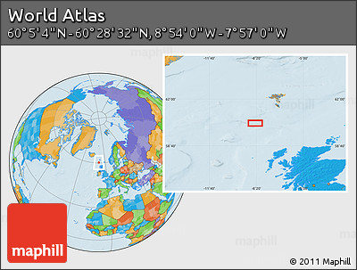 Political Location Map of the Area around 60° 16' 48" N, 8° 25' 30" W