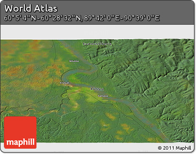 Satellite 3D Map of the Area around 60° 16' 48" N, 90° 10' 30" E