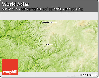 Physical 3D Map of the Area around 60° 16' 48" N, 91° 1' 30" E