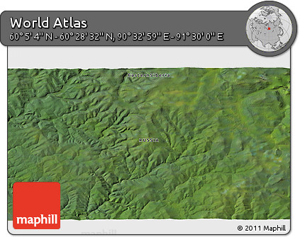 Satellite 3D Map of the Area around 60° 16' 48" N, 91° 1' 30" E