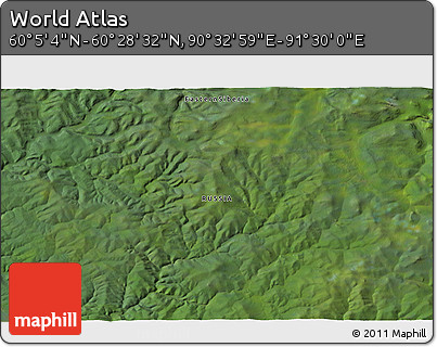 Satellite 3D Map of the Area around 60° 16' 48" N, 91° 1' 30" E