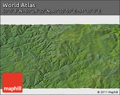 Satellite 3D Map of the Area around 60° 16' 48" N, 91° 1' 30" E