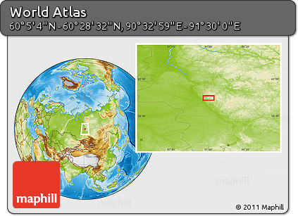 Physical Location Map of the Area around 60° 16' 48" N, 91° 1' 30" E
