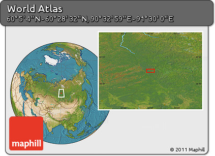 Satellite Location Map of the Area around 60° 16' 48" N, 91° 1' 30" E