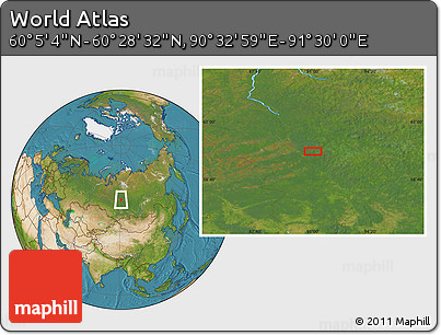 Satellite Location Map of the Area around 60° 16' 48" N, 91° 1' 30" E