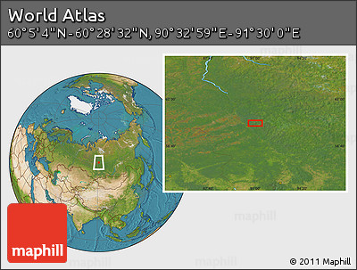 Satellite Location Map of the Area around 60° 16' 48" N, 91° 1' 30" E