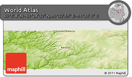 Physical Panoramic Map of the Area around 60° 16' 48" N, 91° 1' 30" E