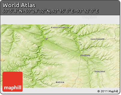 Physical 3D Map of the Area around 60° 16' 48" N, 92° 43' 29" E