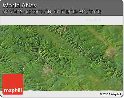Satellite 3D Map of the Area around 60° 16' 48" N, 93° 34' 29" E