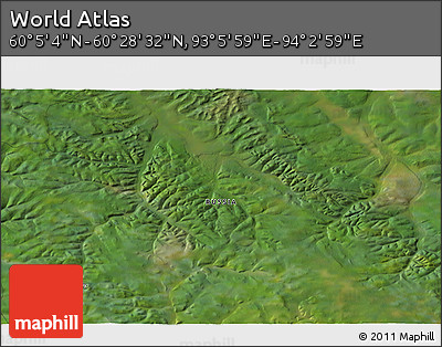 Satellite 3D Map of the Area around 60° 16' 48" N, 93° 34' 29" E