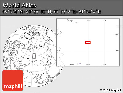 Blank Location Map of the Area around 60° 16' 48" N, 94° 25' 30" E
